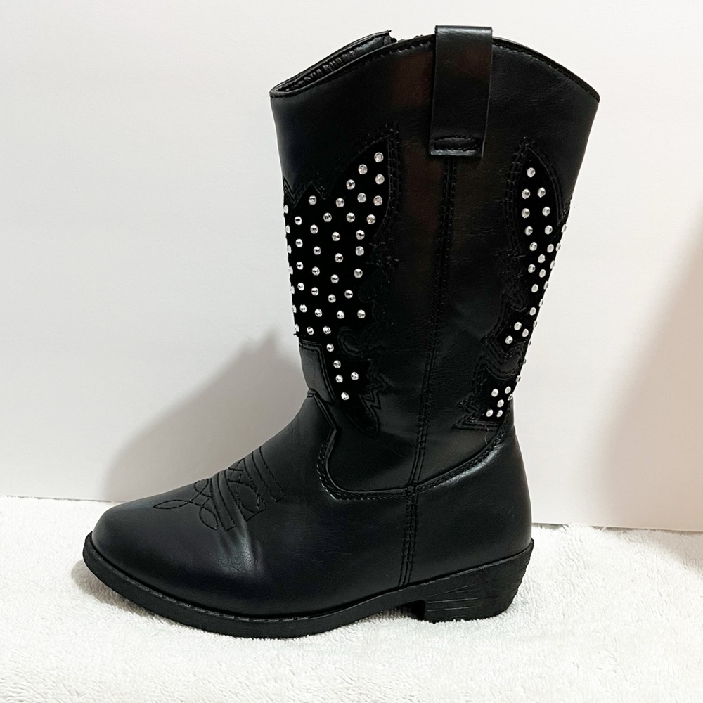 Kensie Black Studded Little Girl Boots Western Boho Rodeo Size 12